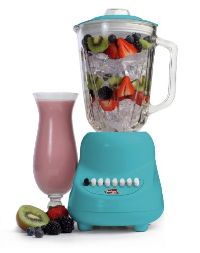 Elite Gourmet EBL-2000GBL Maxi-Matic 10-Speed Blender with 48-Ounce Glass Jar, 450-Watt, Blue
