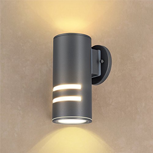 Outdoor Wall Sconce, Modern Porch Light Waterproof Cylinder Wall Light Fixture, UL Listed Painted Gray, Naturous - Thumbnail 7