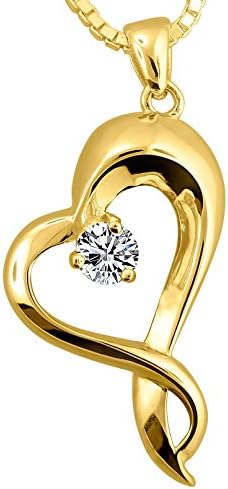 18k Gold Plate on Sterling Silver Embracing Heart Urn Pendant With 18k Gold Plated Chain, 18 Inch