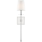 Savoy House 9-303-1-109 Monroe Bohemian Vintage Soft White Fabric Wall Sconce, 1-Light 60 Watt, 24" H x 5" W, Polished Nickel
