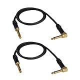 Audio 2000s E28103P2 1/4" TS Right Angle to 1/4" TS 3 Feet Patch Cable (2 Pack)