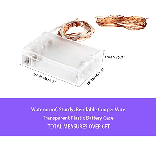 BINZET LED String Lights, 6.5ft 20 LEDs Waterproof Purple 3xAA Battery Powered Flexible Copper Wire Fairy Light for Bedroom, Garden, Patio, Party, Home, Seasonal Holiday Decoration - Thumbnail 5