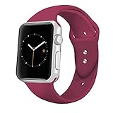 iGK Sport Band Compatible for Apple Watch 38mm, Soft Silicone Sport Strap Replacement Bands Compatible for iWatch Apple Watch Series 3, Series 2, Series 1 38mm Wine Red Small