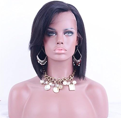Vella Hair Human Hair Lace Front Shor Bob Wig Brazilian Virgin Hair Natural Black Color (12inch)