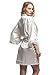 Women's Bride Bridesmaid Robes Short Kimono Robe Dressing Gown for wedding, White, M