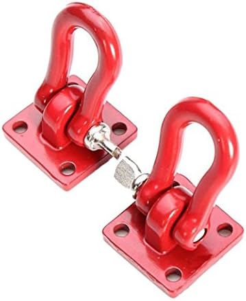 Diadia Car Accesseries, RC Rock 1/10 Crawler Accessories Heavy Duty Shackle w/ Mounting Bracket Trailer Buckle/Hook for SCX 10 RC Simulation Climbing Car Trailer Tow,2PC (Red)