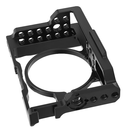 Camera Video Cage, Aluminum Alloy 1/4 & 3/8 Screw Hole, Locating Holes Camera Cage Rig, 360 Degree Protection Camera Cage with Cold Shoe Mount for RX100 M1 M2 M3 M4 M5 M6 M7