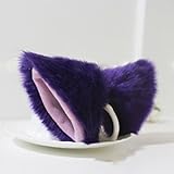 MEXUD Orecchiette Party's Cat Fox Long Fur Ears Anime Neko Costume Hair Clip Cosplay (Purple&Pink)