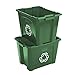 Rubbermaid Commercial Products Stackable Recycling Bin, 14 Gallon, Green Storage Container, For Garage/Kitchen use for Boxes/Paper/Yard Waste Recycle