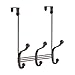 iDesign York Metal Over the Door Organizer, 3-Hook Rack for Coats, Hats, Robes, Towels, Bedroom, Closet, and Bathroom, 8.38