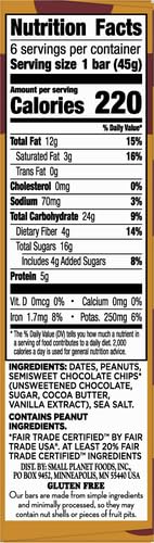 LARABAR PEANUT BUTTER CHOCOLATE CHIP, FRUIT AND NUT BARS, GLUTEN FREE AND VEGAN, 9.6 OZ, 6 CT