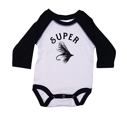 Ebenezer Fire Fishing Raglan Onesie/Super Fly/Unisex Baby Onesie/Newborn Fly Fishing Outfit