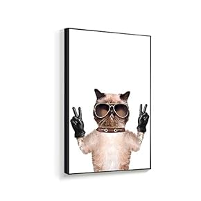 Framed Canvas Wall Art for Living Room, Bedroom Humorous Cat Canvas Prints for Home Decoration Ready to Hanging - 16x24 inches