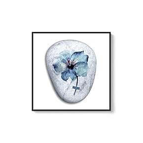 Framed Canvas Wall Art for Living Room, Bedroom Flower on Cobblestone Canvas Prints for Home Decoration Ready to Hanging - 16x16 inches