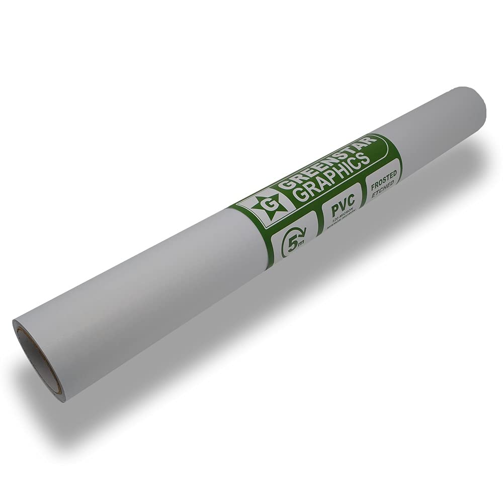 GREENSTAR GRAPHICS ® FROSTED/ETCHED 5m Self Adhesive Craft Vinyl Window Film (Sticky Back Plastic) Length 5 meters x 610mm / 24” inch wide - (5m FROSTED 0.61)