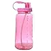 Newweic 68 oz Water Bottle with Straw Wide Mouth BPA-Free Clear Plastic Reusable Water Bottle- Spill Proof - Gym Drinking Bottles with Chug Lid, Handle and Strap for Sports Camping Yoga (2L, Pink)