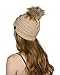 Gravity Threads Cable Knit Faux Fur Pom Pom Beanie Hat
