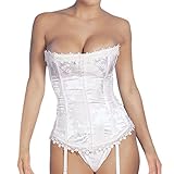 Shymay Women's Corset Tops Overbust Steel Boned Satin Wedding Dress Corset Bustier