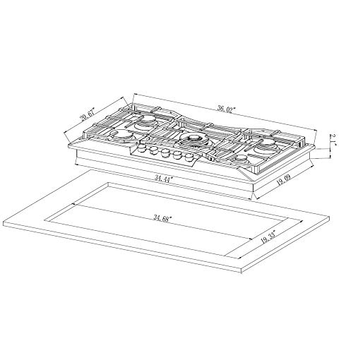 Empava 36" Gas Cooktop in Stainless Steel with 5 Burners 36XGC24, 30