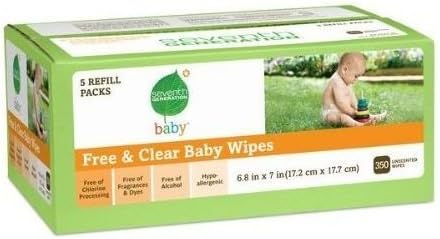 Seventh Generation Free &amp; Clear Fragrance Free Baby Wipes Resealable Top 350 Count
