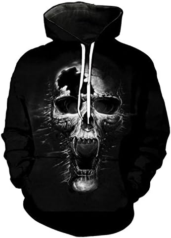 2018 3D Hoodies Men Hoody Sweatshirts Skull 3D Print Casual Pullovers Streetwear Tops Spring Autumn Army Green XL