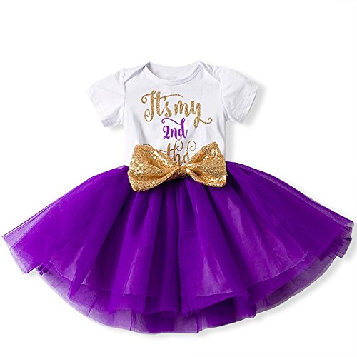 Newborn Baby Girl Princess It's My 1st/2nd Birthday Party Cake Smash Shinny Sequin Bow Tie Tulle Tutu Dress Outfit