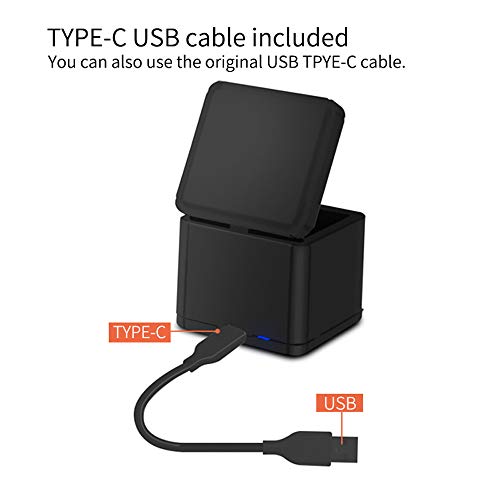 Sodoop Charger for DJI OSMO Action Camera, 3 Battery Smart QC 3.0 Fast Charger USB Charging Box with Type-C Charging Line Accessories Set for DJI OSMO Action 4K Camera
