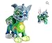 Paw Patrol Mighty Pups Rocky Figure with Light-up Badge and Paws with Bonus 24 Stickers Sheet Bundle (3 Items)