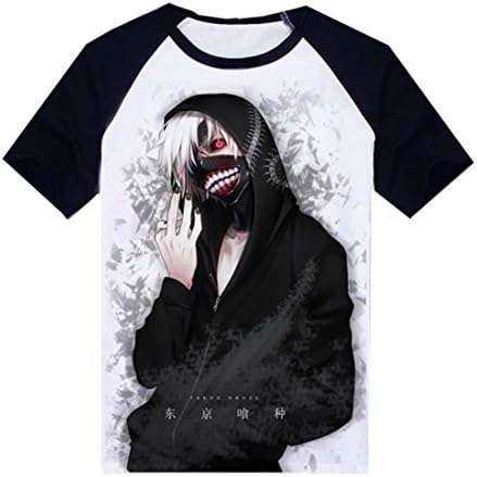 AnimeTown Tokyo Ghoul Cosplay Costume Anime Short Sleeves Tee T-shirt (XXL, WT-BK4)