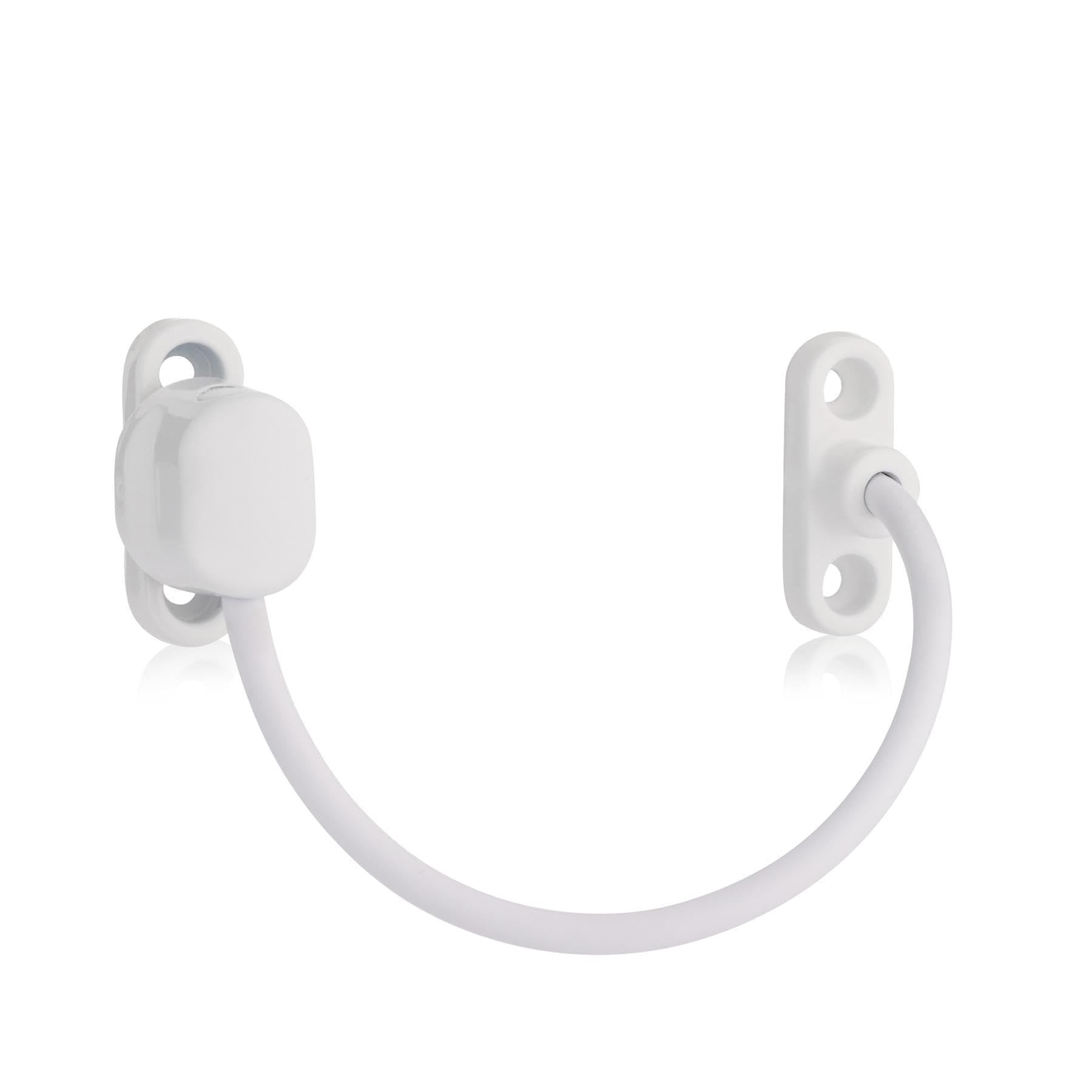 XFORT Viper Thumbturn Locking Cable Window Restrictor in White, Keyless Durable Window Safety Lock for Child Safety and Window Security