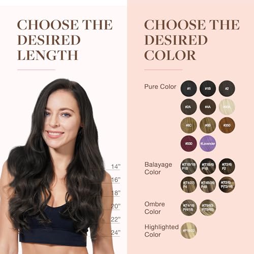 GOO GOO Adhesive Hair Extensions Natural Hair, 40 cm 120 g 7pcs, 1B Natural Black Real Human Hair Extensions