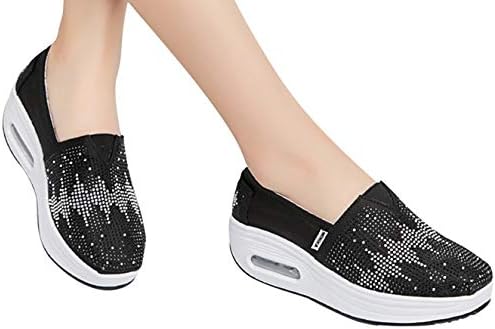 QBQCBB Women Air Cushion Quality Suede Casual Sneakers Crystal Shiny Shoes