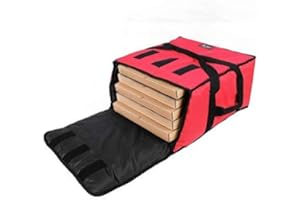 YOPRAL Pizza Bag,Large Thermal Pizza Delivery Bags Insulated Food Delivery Bag Moisture Free Professional Pizza Warmer Carrier Bags Hold Up to 5-16" or 4-18" (Red, 20"X20"X11")