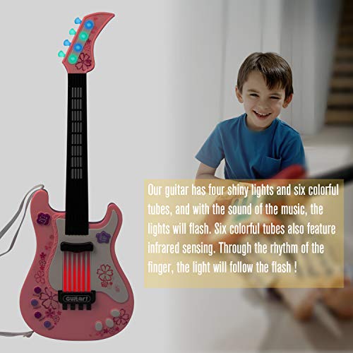 SAOCOOL Kids Guitar, Multi-Function Electric Guitar with Colored Lights, No String Musical Instruments Educational Toy for Children Great for Boys and Girls (Pink) - Thumbnail 3