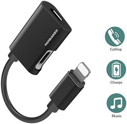 iPhone X/10/8/8 Plus Dual Lightning Adapter for iPhone 7/7Plus,Wofalodata Double Lightning Headphone Splitter for Audio Charge Phone Call and Sync Data Compatible for iOS 10.3 or Later(Black)