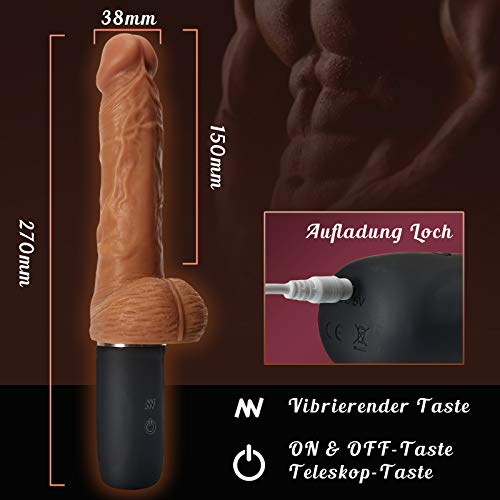 Fondlove Realistische Vibratoren mit Stoßfunktion Realistischer Dildo Erotik Sexspielzeug für Frauen mit Griff Weich Wasserdicht 9 Vibrationsmodi 3 Stoß-funktion