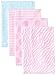 Gerber Baby Boys 4-Pack Flannel Burp Cloth, blue zebra, 20