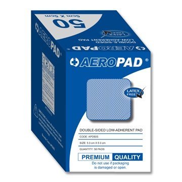 Aeropad Double-Sided Low Adherent Pad 5cm x 5cm (50 per Box) - Premium Quality & Latex Free