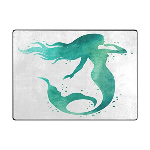 ALAZA Mermaid Watercolor Silhouette Area Rug Rugs for Living Room Bedroom 7' x 5'