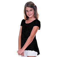 Kavio! Big Girls 7-16 Burnout High Low Flutter Sleeve Top Black M