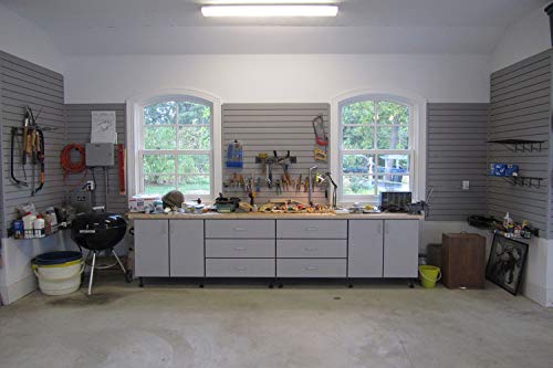 FaithSail Linkable 4FT LED Wraparound Light 40W Flush Mount Garage Shop Lights, 4400lm, 4000K, 4 Foot Linear Wrap Ceiling Lighting Fixture for Workshop Office Kitchen, Fluorescent Tube Replacement