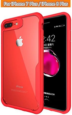 FARSAIL iPhone 8 Plus Case, iPhone 7 Plus Case, [Crystal Clear] [Shock Absorption] [PC+TPU] Slim Hybrid Anti-Scratch Protective Case Cover for Apple iPhone 8 Plus/7 Plus - Red