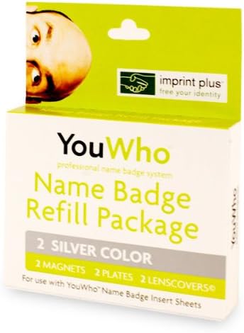 YouWho 2-Unit Professional Name Badge Refill Pack (Silver)
