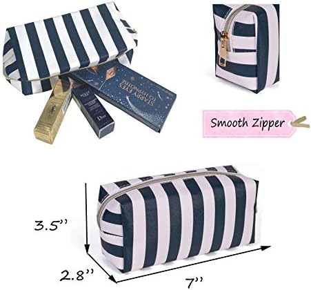 Hibala Makeup Bag Portable Travel Cosmetic Bag Waterproof Organizer Multifunction Case with Zipper Toiletry Bags Handbags for Women (Stripe 3P) 3 Hibala Makeup Bag Portable Travel Cosmetic Bag Waterproof Organizer Multifunction Case with Zipper Toiletry Bags Handbags for Women (Stripe 3P)