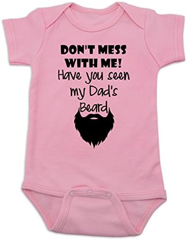 Vulgar Baby Bodysuit My Dad's Beard, 3-6 MO, Pink