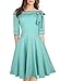 Women's Casual Off Shoulder Pocket Bowknot Rockabilly Swing Vintage Cocktail Party Dress 188 Blue L