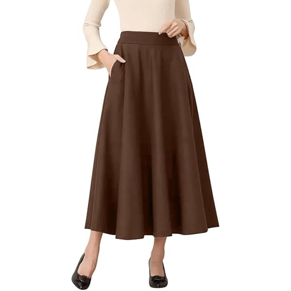 Amazon.com: Women's High Waisted Woolen Long Skirt in Autumn