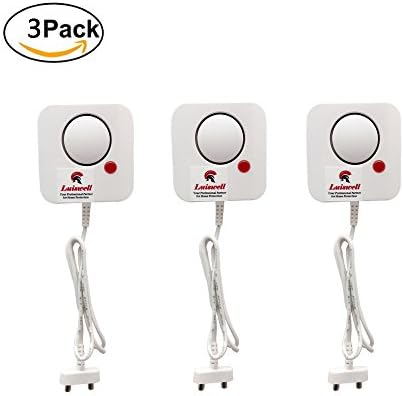 Luiswell 3 Pack Water Sensor Alarm Water Leak Leakage Detector for Home and Plants, 100 dB/120 dB Siren Volumes Switchable with LED Flash Light, 6006