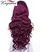 K'ryssma Lace front Wigs for Women - Long Wavy Purple Wig Ombre Dark Roots Heat Resistant Glueless Synthetic Hair Wigs 24 inches + 2 Pcs Wig Caps