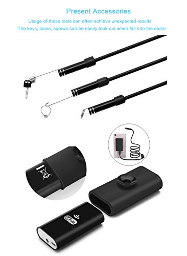 Wireless Endoscope, Beafup Wi-Fi USB Borescope Inspection Camera 2.0 Megapixels CMOS Snake Camera for Apple, IOS, Android, Mac, Windows, PC(16.4FT)